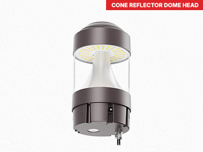 Cone reflector dome head for LED bollard light