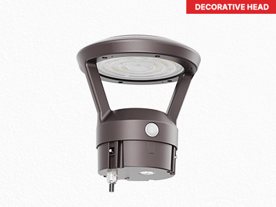 Decorative head for modern LED bollard light